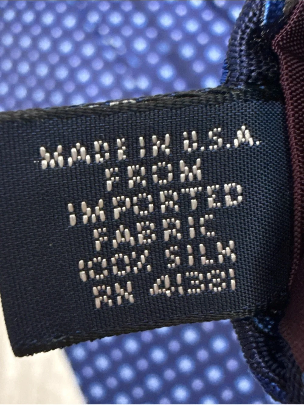Polo Ralph Lauren Mens Silk Tie Navy Blue White Dotted Made‎ in USA Classic